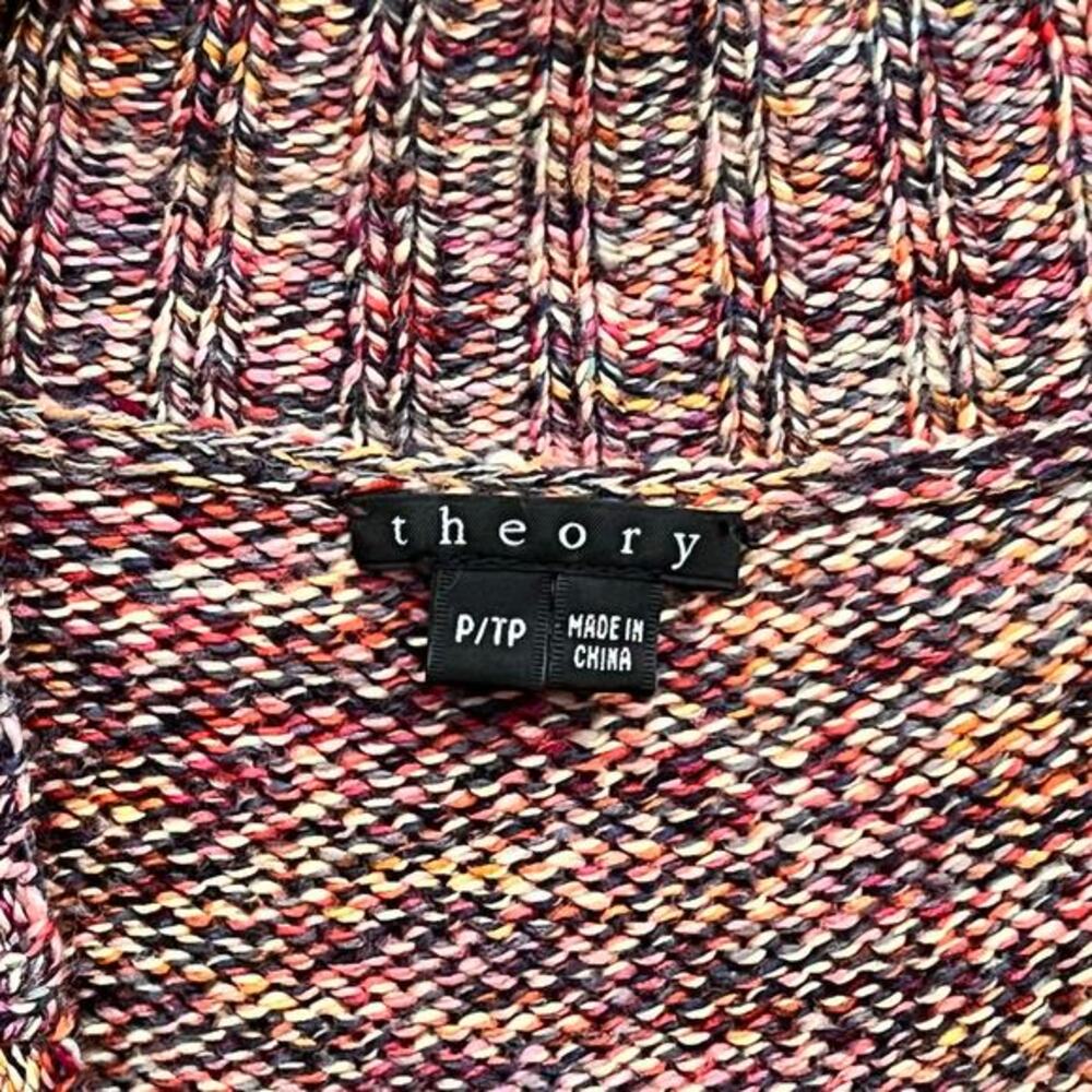 THEORY Womens Cardigan Duster Petite Multicolor Short Sleeve Wool Cashmere Soft - Picture 2 of 7